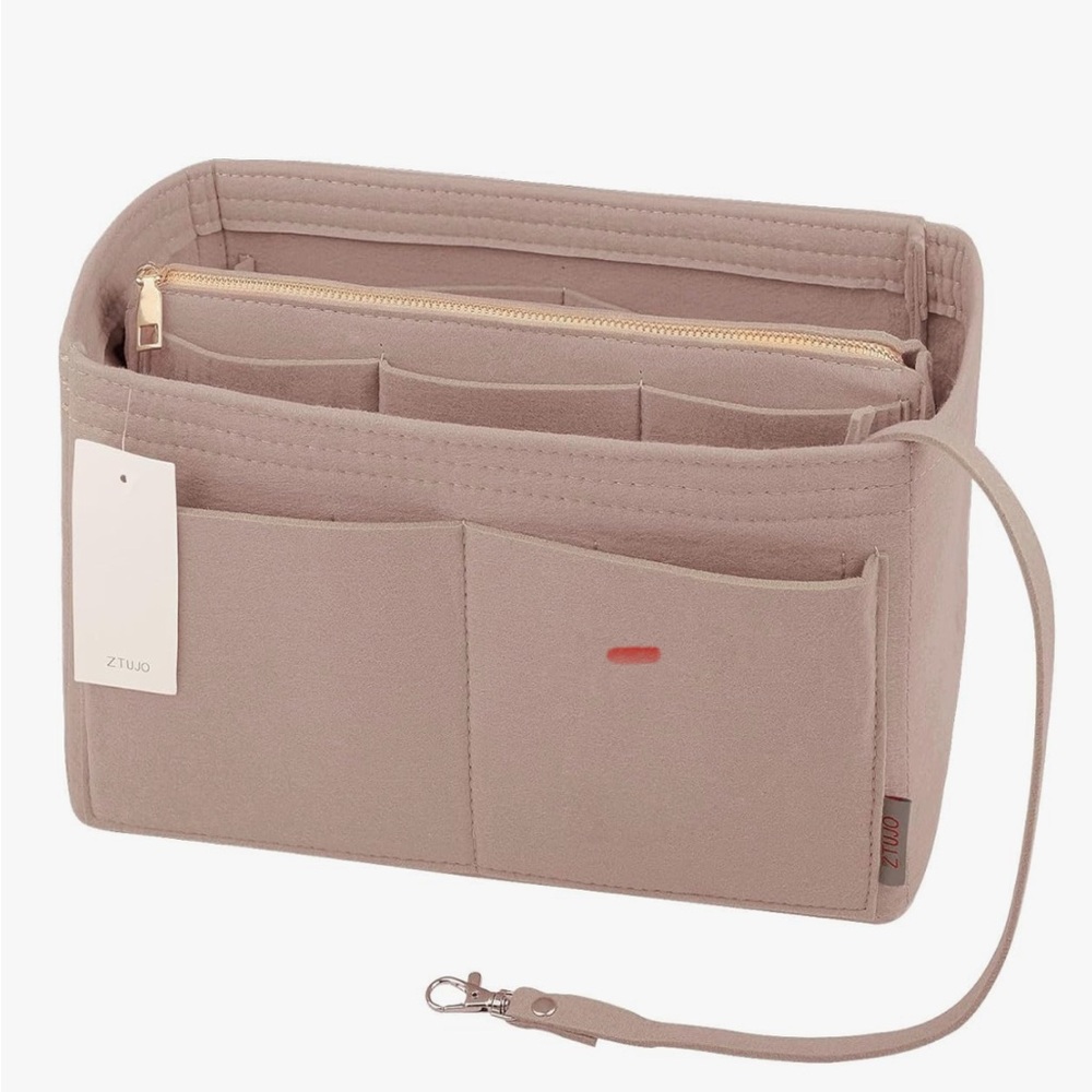 Purse Organizer Insert, Felt Bag Organizer with Metal Zipper, Handbag & Tote